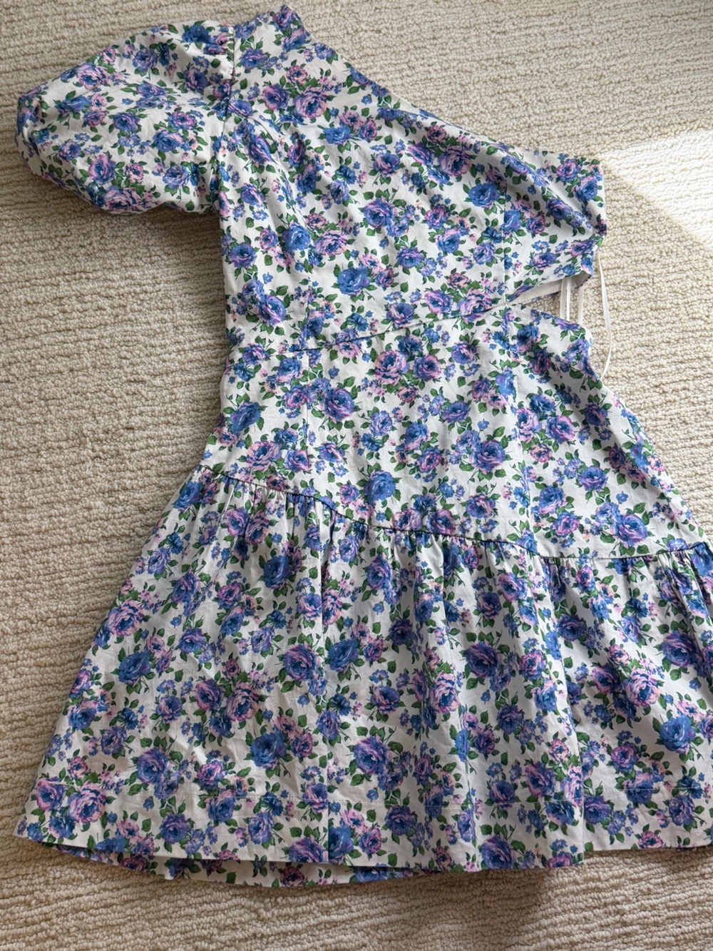 DO+BE One-Shoulder Floral Dress in Blue & Purple